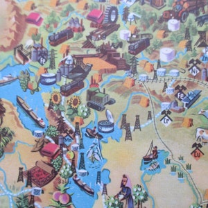 Pictorial Map: North Asia – Production, Mineral Resources and Trade – 1960 – illustrated by Eigener