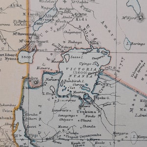 Vintage map of Central Africa, late 1890s