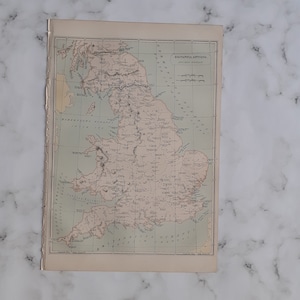 Vintage map of Ancient Britain/Roman Britain, ca 1900s, Victorian map from vintage encyclopedia