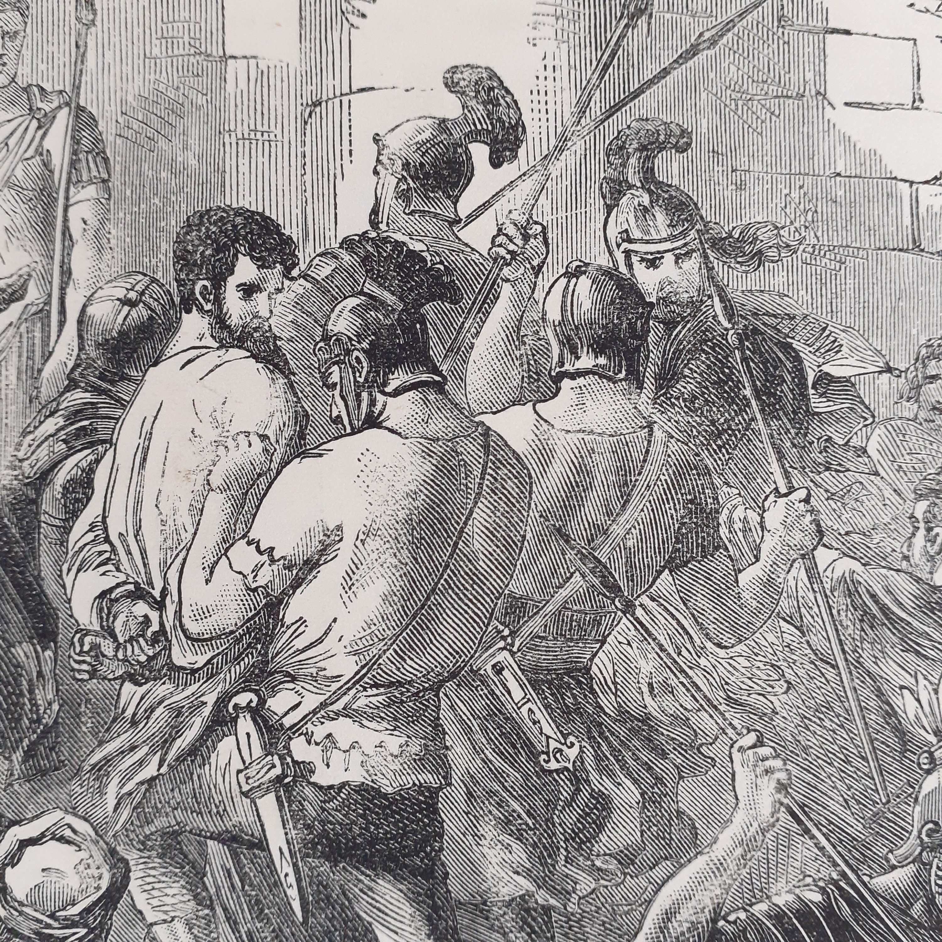 Paul conveyed to the Council – vintage Victorian bible print by F Lix  – Religious print – Acts of the Apostles