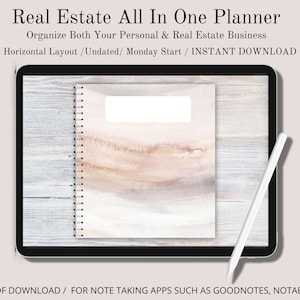 Real Estate Planner, Horizontal Layout, Undated, Monday Start, Hyperlinked Digital Planner For iPad & Tablets, All In One Planner, Planner