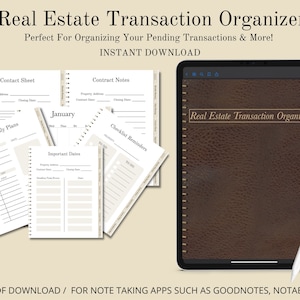 Real Estate Transaction Organizer, Hyperlinked Notebook For iPad and Tablets, Digital Download, Real Estate Planner, Digital Planner