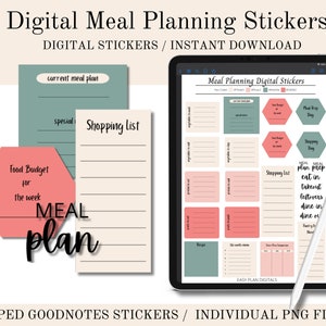 Meal Planning Stickers, Digital Stickers, Stickers, Cropped GoodNotes Stickers, PNG Files, Meal Prep Stickers, Instant Download