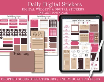 Pegatinas digitales, pegatinas, puntos de fecha, descarga instantánea, pegatinas recortadas de GoodNotes, PNG, pegatinas de planificador, widgets, pegatinas de calendario