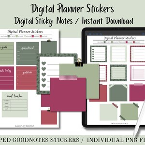 Digital Stickers, Digital Sticky Notes, Stickers, Instant Download, Cropped GoodNotes Stickers, PNG Files, Planner Stickers, Task Stickers