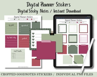 Digital Stickers, Digital Sticky Notes, Stickers, Instant Download, Cropped GoodNotes Stickers, PNG Files, Planner Stickers, Task Stickers