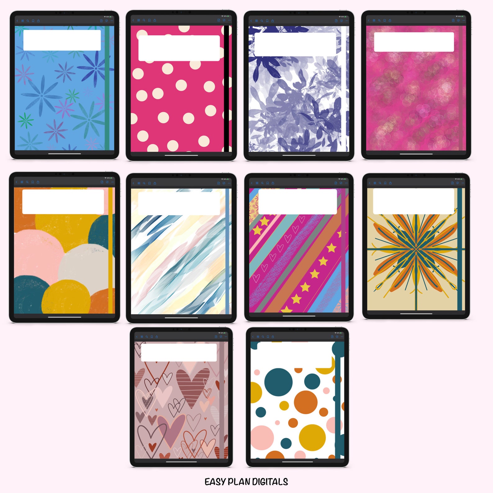 10 Digital Notebook Covers / Various Designs / Goodnotes Etsy
