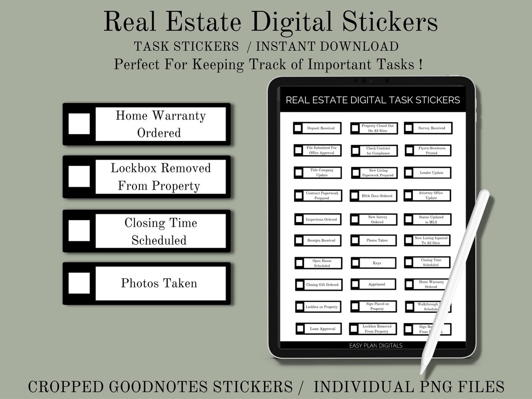 Real Estate Stickers, Digital Stickers, Instant Download, Goodnotes ...