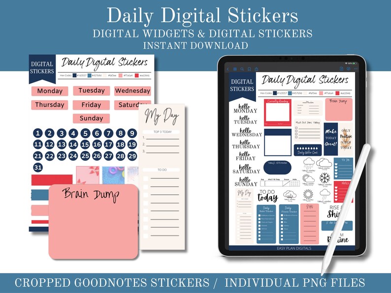 Digital Stickers, Widgets, Stickers, Date Dots, Instant Download