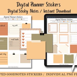 Digital Stickers, Digital Sticky Notes, Stickers, Instant Download, Cropped GoodNotes Stickers, PNGs, Planner Stickers, Task Stickers