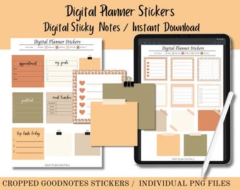 Digital Stickers, Digital Sticky Notes, Stickers, Instant Download, Cropped GoodNotes Stickers, PNGs, Planner Stickers, Task Stickers