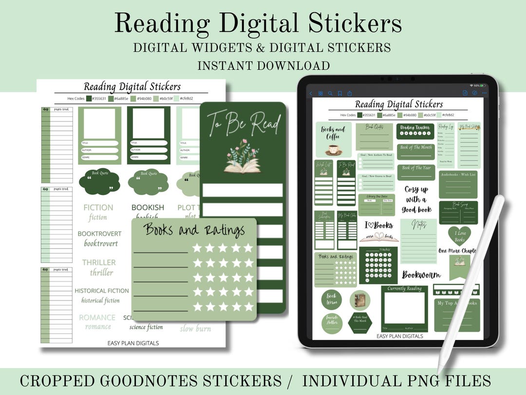 Reading Stickers, Digital Stickers, Stickers, Widgets, Goodnotes ...