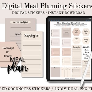 Meal Planning Stickers, Digital Stickers, Stickers, Cropped GoodNotes Stickers, PNG Files, Meal Prep Stickers, Instant Download