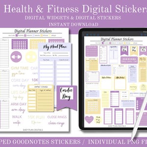 Digital Stickers, Fitness Stickers, GoodNotes Stickers, PNGs, Health Stickers, Stickers, Planner Stickers, Instant Download, PNG Files