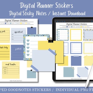 Digital Stickers, Digital Sticky Notes, Stickers, Instant Download, Cropped GoodNotes Stickers, PNGs, Planner Stickers, Task Stickers