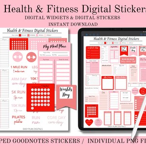 Digital Stickers, Fitness Stickers, GoodNotes Stickers, PNG Files, Health Stickers, Stickers, Planner Stickers, Instant Download