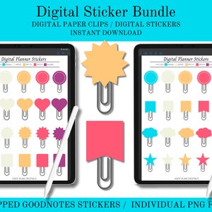 Digital Paper Clips, Sticker Bundle, Digital Stickers, Instant Download, GoodNotes Stickers, Individual PNG Files, Planner Stickers