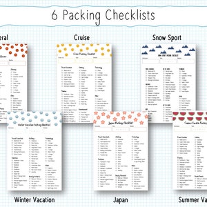 Printable Themed Packing Checklists Bundle Design 2 - Etsy
