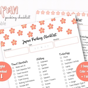 Japan Holiday Packing Checklist - Floral / Sakura