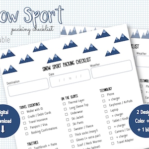 Snow Sport Vacation Packing Checklist - Mountain