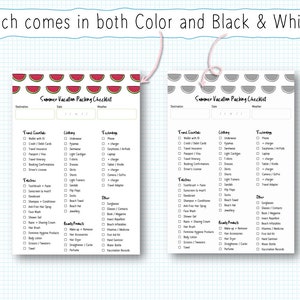 Printable Themed Packing Checklists Bundle Design 2 - Etsy