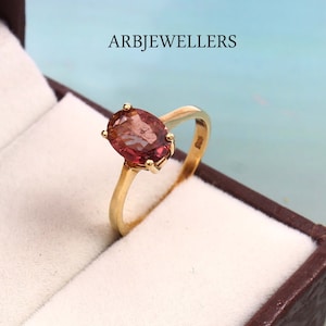 Anel de Turmalina Rosa, Turmalina Natural, Turmalina Oval, Prata de Lei 925, Aliança de Casamento, Anel de Aniversário, Anel Feminino, Presente para Ela