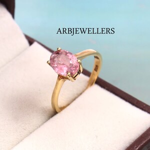 Anel de Turmalina Rosa, Turmalina Rosa Natural, Turmalina Oval, Prata de Lei 925, Aliança de Casamento, Anel de Aniversário, Anel Feminino, Presente para Ela