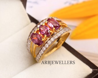 Oval Lab Alexandrite Ring: Gold Plated Sterling Silver, June Birthstone