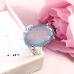 Aquamarine Ring, Natural Aquamarine, Solitaire Ring, Anniversary Ring, Wedding Ring, 925 Sterling Silver, Gift For Her, March Birthstone,