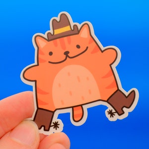 Cowboy Cat Wasserdichter Aufkleber