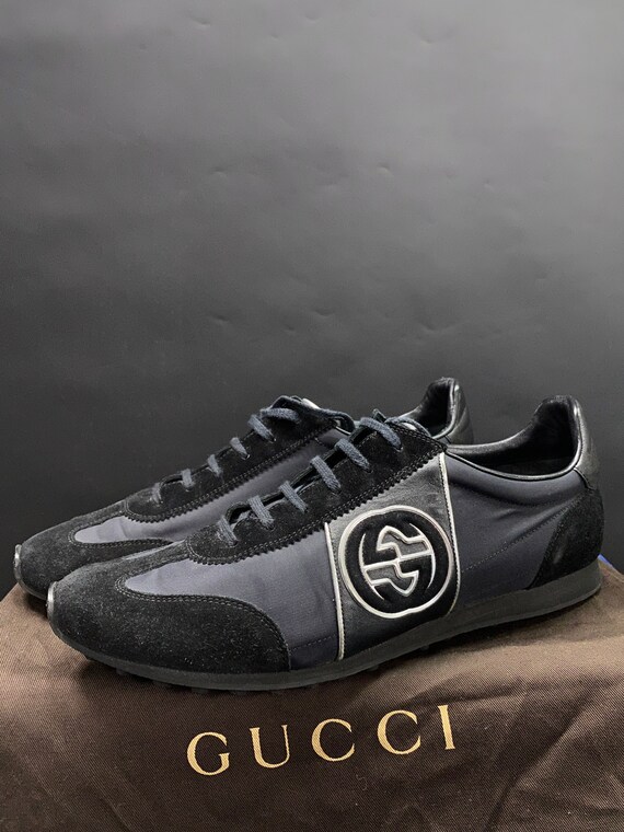Men's Gucci LogoGG 202744 Black Leather Trainers