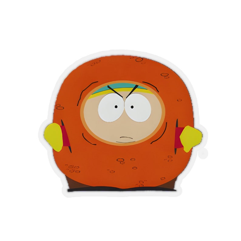 South Park Funny Cartman As A Mad Cheesy Poof Kiss-Cut Sticker Cartman South Park Cheesy Poor Meme Sticker image 1