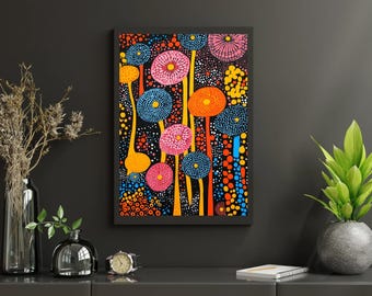 Druckbare Yayoi Kusama im japanischen Stil Malerei Japandi Wall Art Digital Download Instant Download