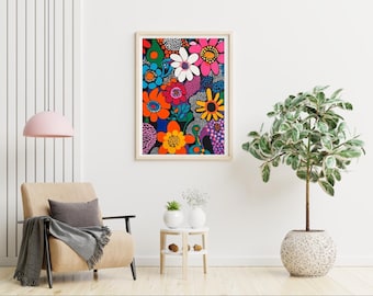 Druckbare Yayoi Kusama im japanischen Stil Malerei Japandi Wall Art Digital Download Instant Download
