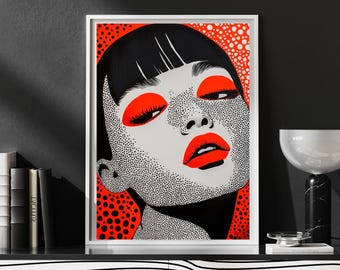 Druckbare Yayoi Kusama im japanischen Stil Malerei Japandi Wall Art Digital Download Instant Download