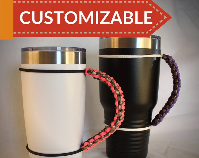 Paracord Tumbler Handle: Fits Yeti, RTIC, Polar Camel - Bright Colors