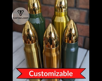Personalized Bullet Thermos Tumbler, Father's Day Gift, Military Law Enforcement gift for him, groomsman gift, personalized tumbler for guy