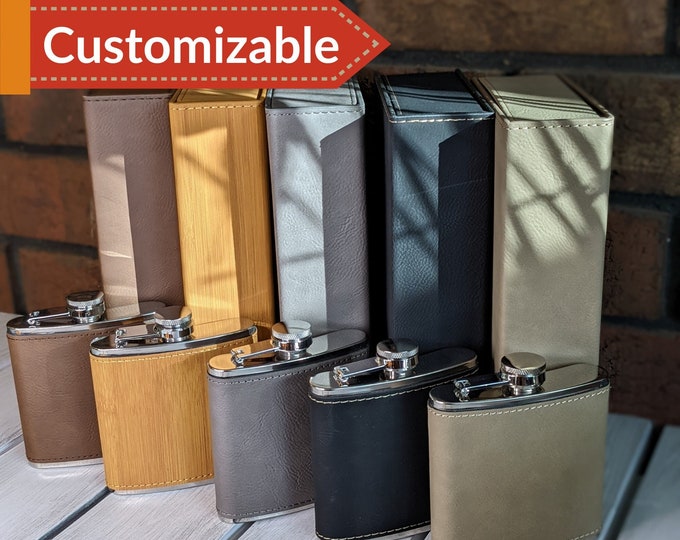 Personalized Leatherette Flask Set: Engraved Groomsman Gift