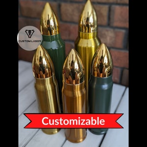 Personalized Bullet Thermos Tumbler, Father&#39;s Day Gift, Military Law Enforcement gift for him, groomsman gift, personalized tumbler for guy