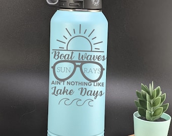32oz Water Bottle - Lake Days - Boat Days - Sun Rays - Summer Drinkware