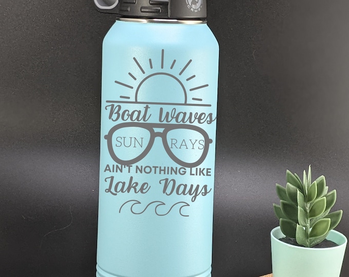 32oz Water Bottle - Lake Days - Boat Days - Sun Rays - Summer Drinkware