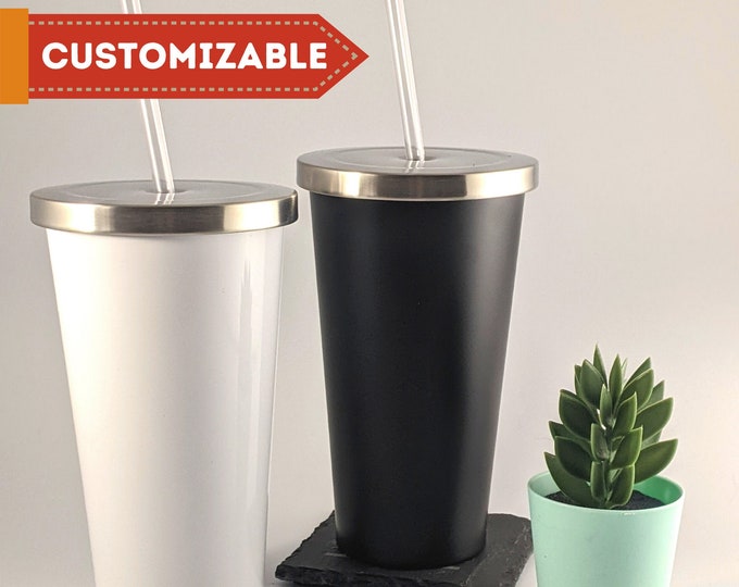 20oz Tumblers W/ Lid & Straw - Custom Engraved with Your Name or Logo