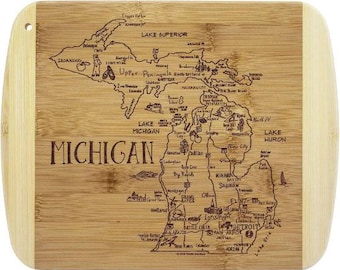 A Slice of Life Michigan Bamboo Serving and Cutting Board