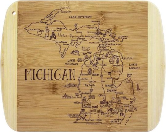 A Slice of Life Michigan Bamboo Serving and Cutting Board