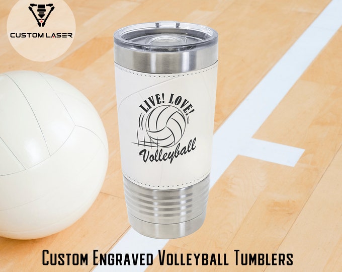 Personalized Volleyball Tumbler: Engraved Stainless Steel, Coach/Player Gift