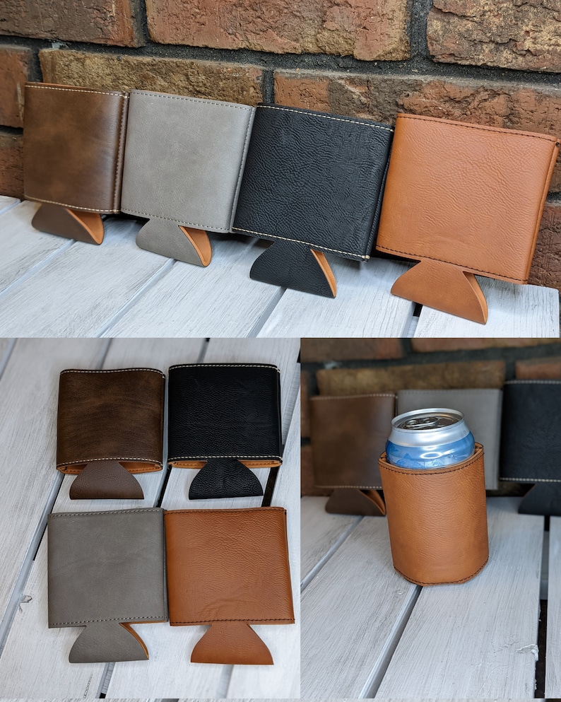Custom Laser Engraved Leatherette Insulated Beverage Holders Etsy