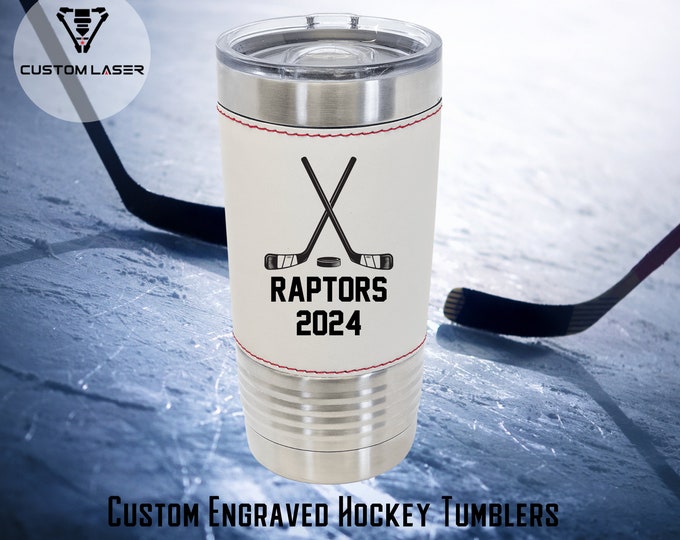 Custom Hockey Team Tumbler: Personalized Coach Gift, 20 oz Leatherette