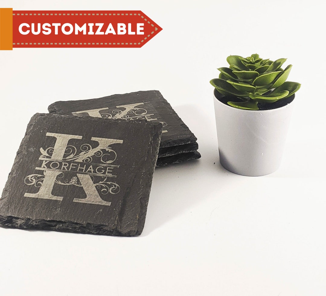 Custom Engraved Slate Coasters set of 4, Party Favors, Wedding Gifts ...
