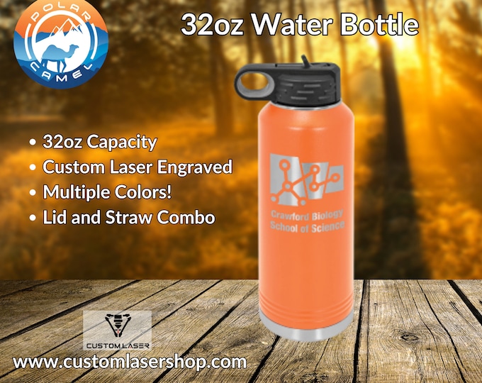 Custom Engraved 32oz Stainless Steel Water Bottle with Straw