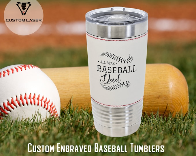 Personalized Baseball Coach Tumbler: Engraved 20 oz Leatherette Gift